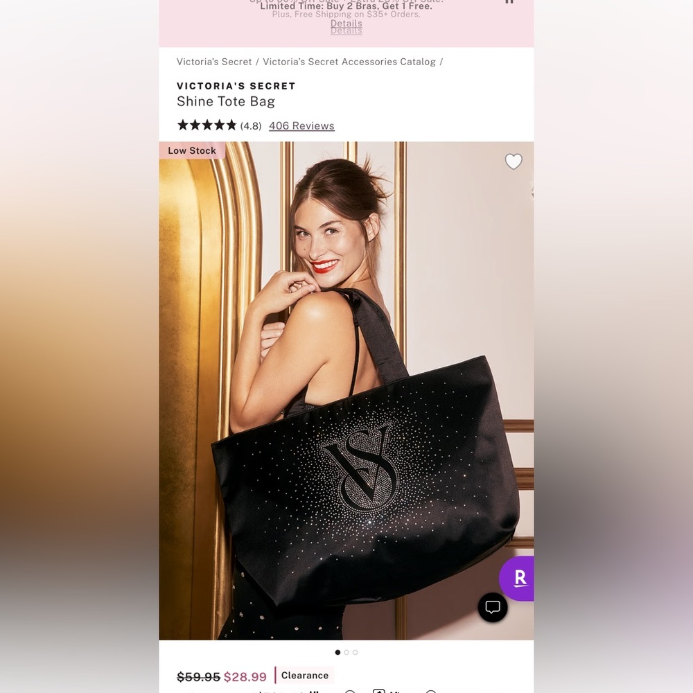 Victoria's Secret Black Shine Tote Bag